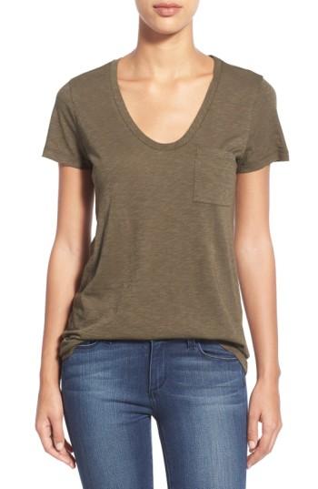 Petite Women's Caslon Rounded V-neck Tee P - Green