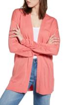 Women's Halogen Ruched Sleeve Cardigan - Coral