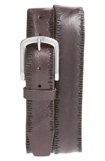 Men's John Varvatos Star Usa Scored Edge Leather Belt - Chocolate