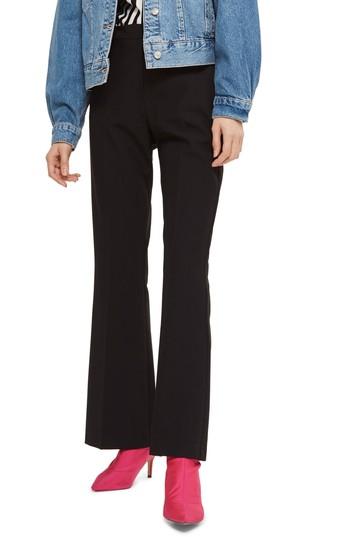 Women's Topshop Slim Kick Flare Trousers Us (fits Like 0) - Black