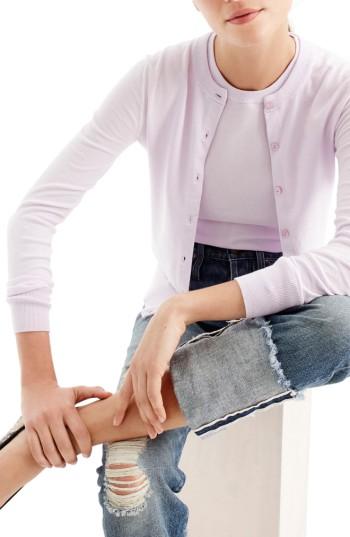 Women's J.crew Jackie Cotton Blend Cardigan - Purple