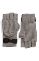 Women's Kate Spade New York Grosgrain Bow Convertible Knit Mittens, Size - Grey