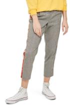 Women's Topshop Side Stripe Check Trousers Us (fits Like 0) - Grey