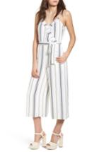 Women's J.o.a. Stripe Crop Jumpsuit - White