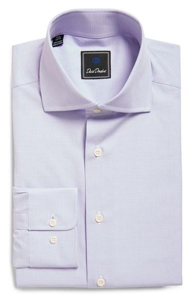 Men's David Donahue Regular Fit Check Dress Shirt .5 32/33 - Purple