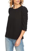 Women's 1.state Ruched Sleeve Blouse - Black