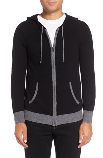 Men's Michael Stars Zip Front Wool Blend Hoodie - Black