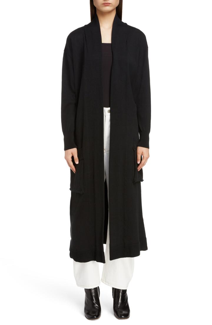 Women's Y's By Yohji Yamamoto Long Belted Cardigan - Black