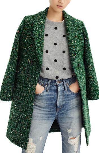 Women's J.crew Daphne Tweed Topcoat - Green