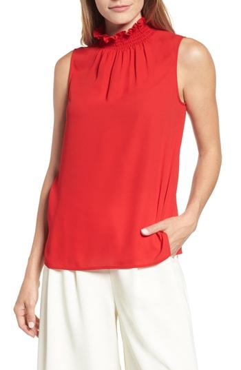 Women's Vince Camuto Ruffle Neck Blouse, Size - Red