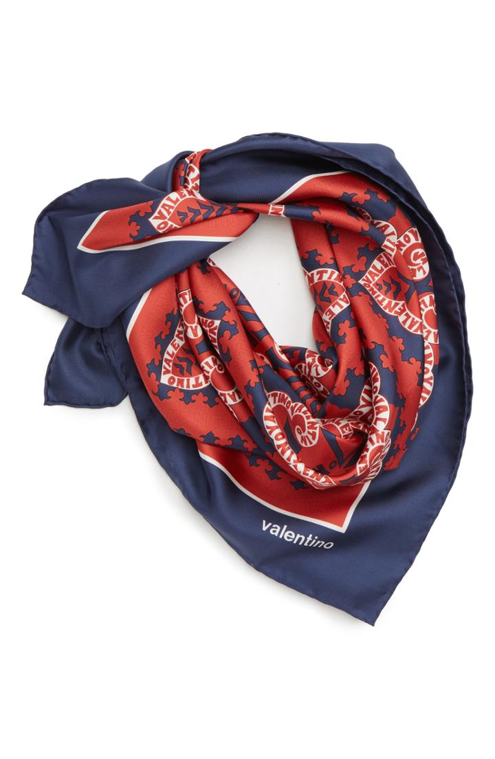 Women's Valentino Mini Silk Bandana Scarf, Size - Red