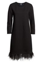 Women's Halogen Ponte Feather Trim Shift Dress - Black