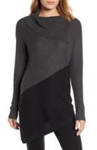 Women's Vince Camuto Asymmetrical Colorblock Cotton Blend Tunic Sweater, Size - Grey