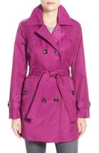Women's London Fog Quilt Detail Double Breasted Trench Coat - Purple