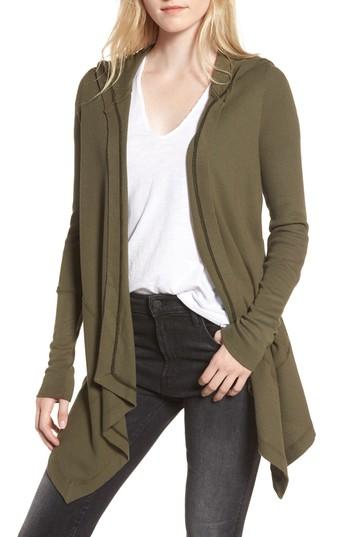 Women's Splendid Draped Thermal Hoodie - Green