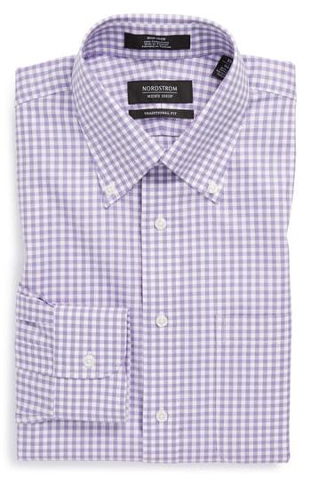 Men's Nordstrom Men's Shop Traditional Fit Non-iron Gingham Dress Shirt .5 - 36 - Purple