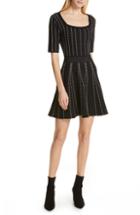 Women's Club Monaco Teddiko Stripe Detail Fit & Flare Sweater Dress - Black