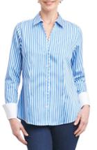 Women's Foxcroft Lauren Sateen Stripe Shirt - Blue