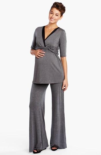 Women's Maternal America Knit Flare Leg Maternity Pants - Grey