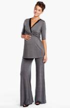 Women's Maternal America Knit Flare Leg Maternity Pants - Grey
