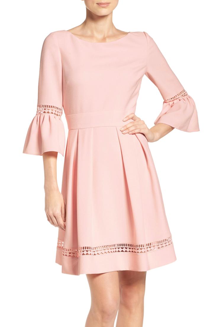 Women's Eliza J Bell Sleeve Fit & Flare Dress (similar To 14w) - Pink