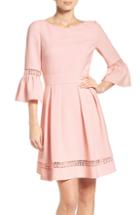 Women's Eliza J Bell Sleeve Fit & Flare Dress (similar To 14w) - Pink
