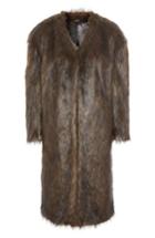 Women's Topshop Longline Faux Fur Coat - Brown
