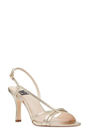 Women's Nine West Accolia Asymmetrical Strappy Sandal M - Metallic