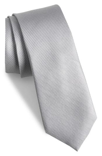 Men's Calibrate Sheffield Solid Silk Tie, Size - Metallic