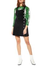 Women's Topshop Button Corduroy Pinafore Dress Us (fits Like 0) - Black