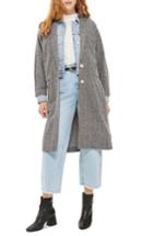 Women's Topshop Herringbone Jersey Coat Us (fits Like 0-2) - Grey