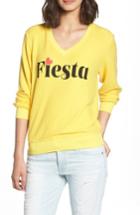 Women's Wildfox Fiesta V-neck Baggy Beach Pullover - Yellow