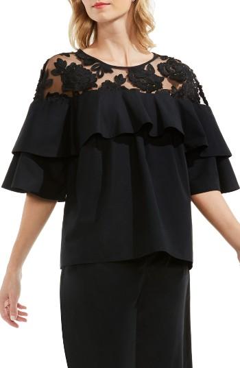 Women's Vince Camuto Floral Mesh Yoke Blouse