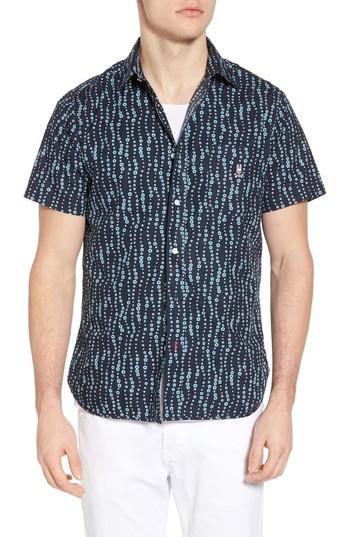 Men's Psycho Bunny Floral Print Woven Shirt (s) - Blue