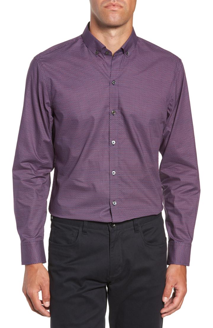 Men's Zachary Prell Samir Regular Fit Print Sport Shirt - Red