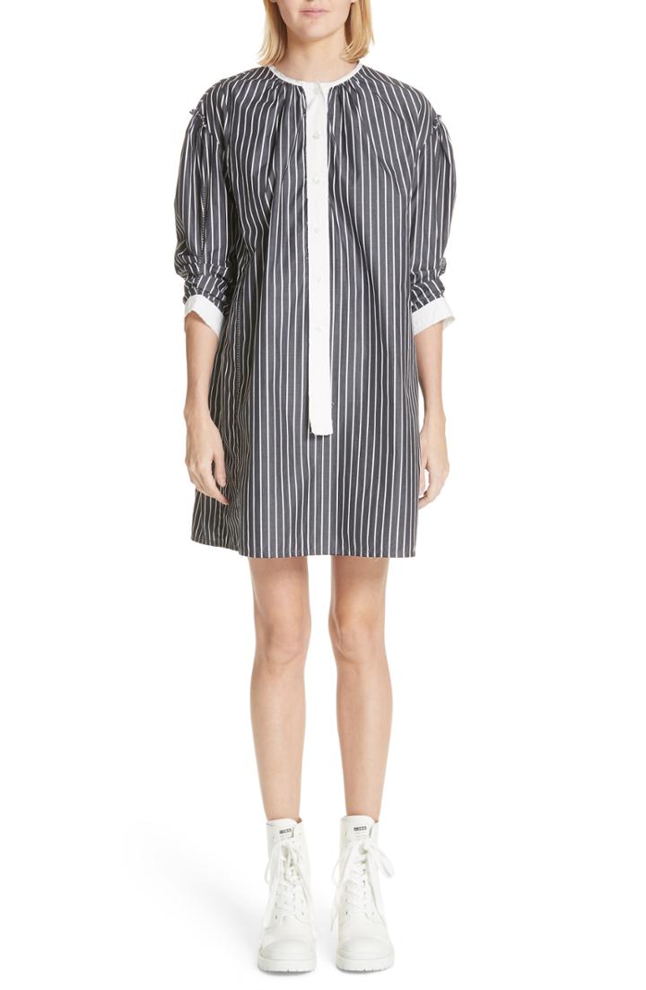 Women's Marc Jacobs Vertical Stripe Drop Shoulder Dress - Black