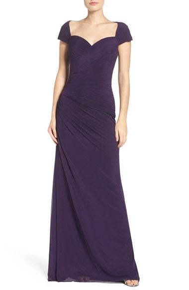Women's La Femme Ruched Gown - Purple