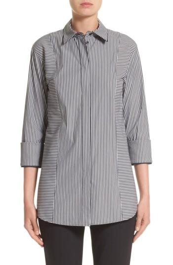Women's Lafayette 148 New York Claude Scania Stripe Blouse - Black