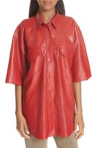 Women's Nanushka Seymour Faux Leather Shirt - Red
