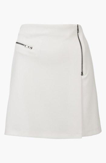 Topshop Flannel Faux Wrap Skirt White