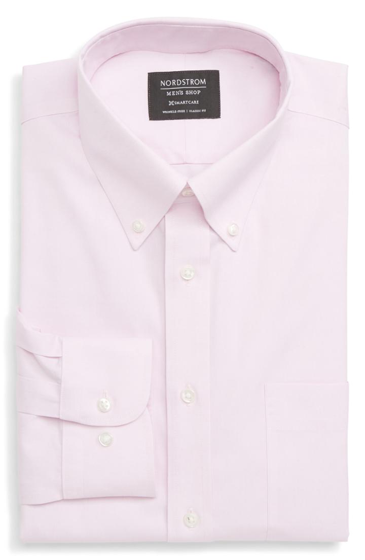 Men's Nordstrom Men's Shop Smartcare(tm) Classic Fit Dress Shirt .5 - 32/33 - Pink