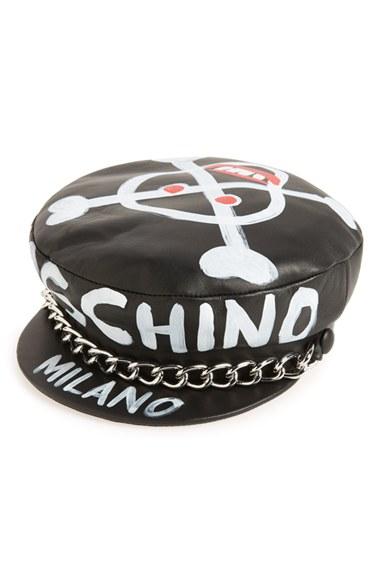 Women's Moschino Skulls Leather Cap -