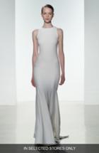 Women's Amsale Brody Embellished Back Crepe Mermaid Gown, Size - Ivory