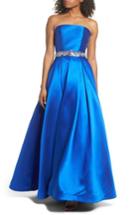 Women's Mac Duggal Embellished Strapless Ballgown - Blue
