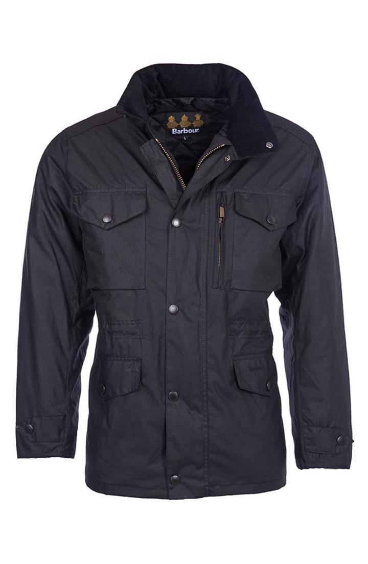 Men's Barbour Sapper Regular Fit Weatherproof Waxed Cotton Jacket, Size - Black