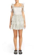 Women's Christopher Kane Check Print Off The Shoulder Silk Mini Dress Us / 42 It - Black