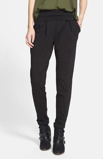 Lily White Pleat Knit Slouchy Pants (juniors) (online Only) Womens Solid Black Size X-large