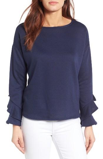 Women's Gibson Ruffle Boat Neck Sweatshirt - Blue