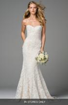Women's Watters Copeland Strapless Lace Gown, Size - White