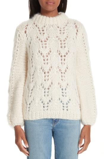 Women's Ganni Mohair & Wool Sweater - White